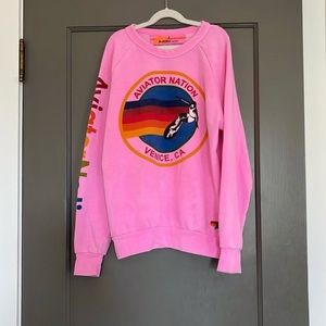 aviator nation neon pink logo sweatshirt size small